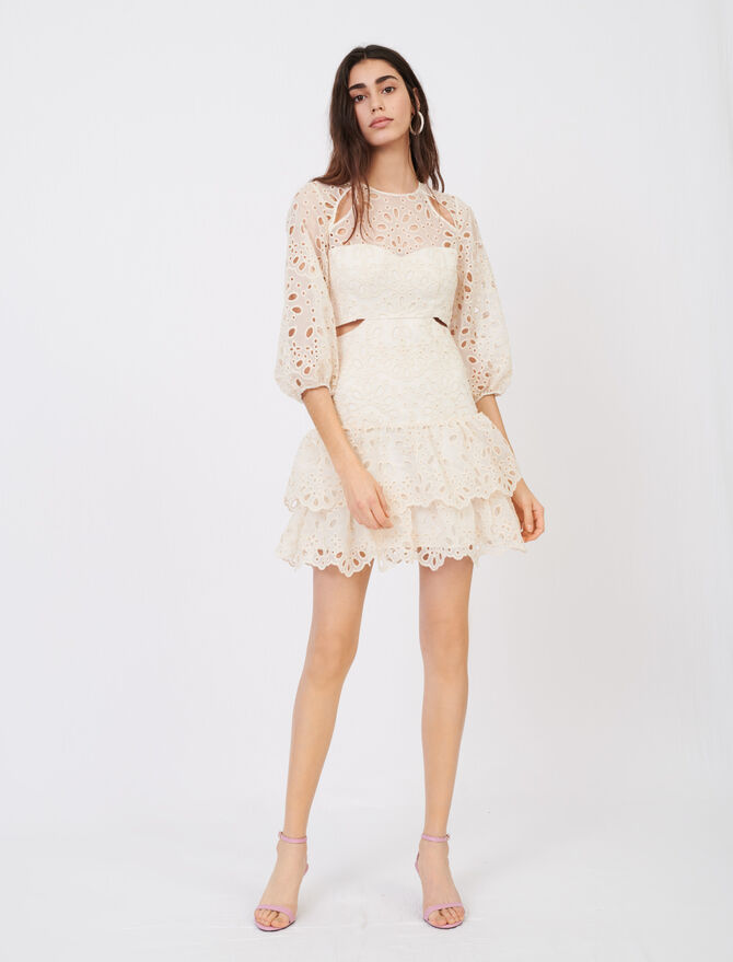 221RIVAGE Eyelet mini dress with cut-outs - Dresses - Maje.com