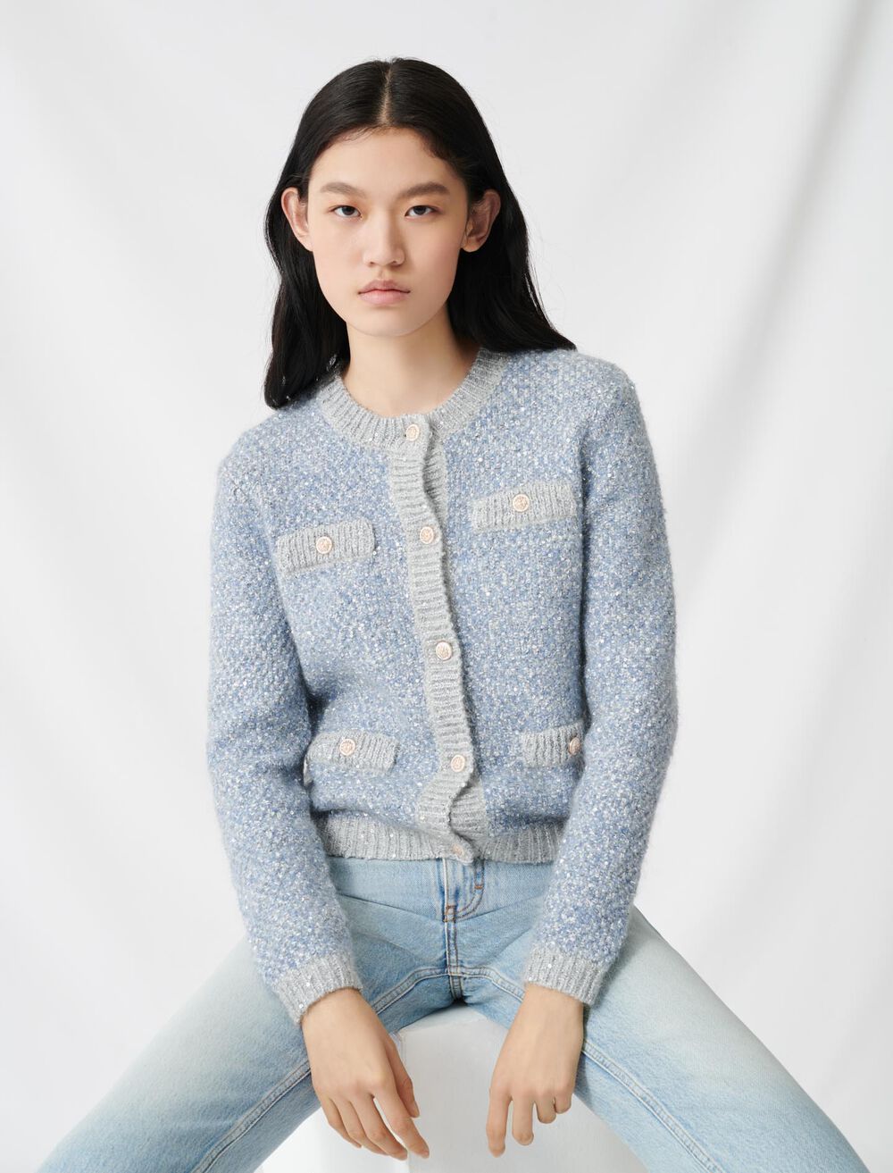 220MISSION Cardigan with lurex threads - Sweaters - Maje.com