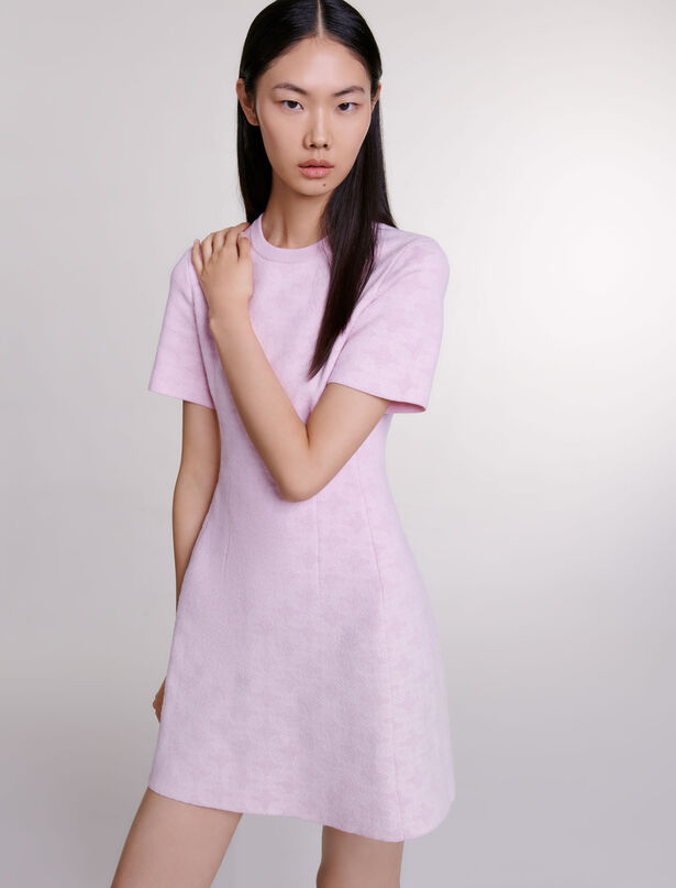 마쥬 원피스 Maje Jacquard knit short dress,Pale Pink
