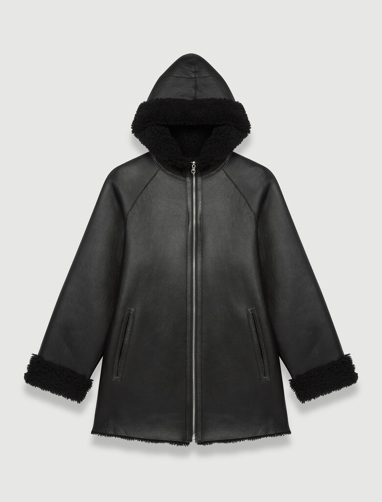120GREEN Reversible coat hooded in Offline_Manteaux shearling 