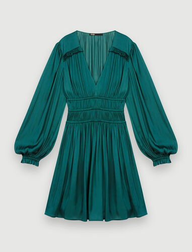 121RIANNA Satin dress with ruffles - Dresses - Maje.com