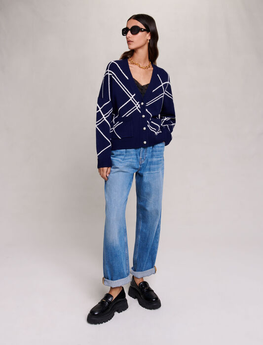 223MURENNE Printed knit cardigan - Sweaters & Cardigans - Maje.com