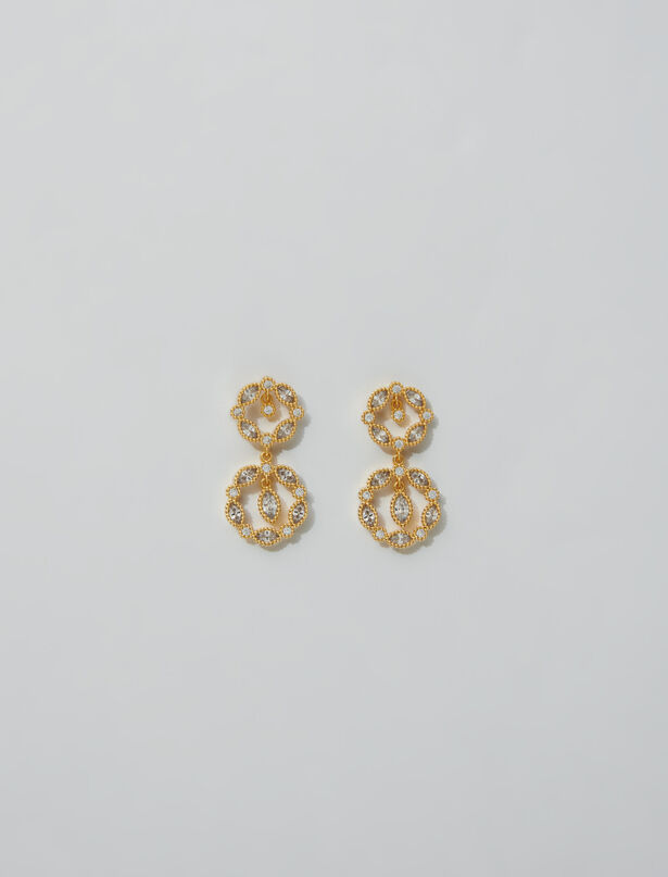 마쥬 Maje Rhinestone pendant earrings,Gold