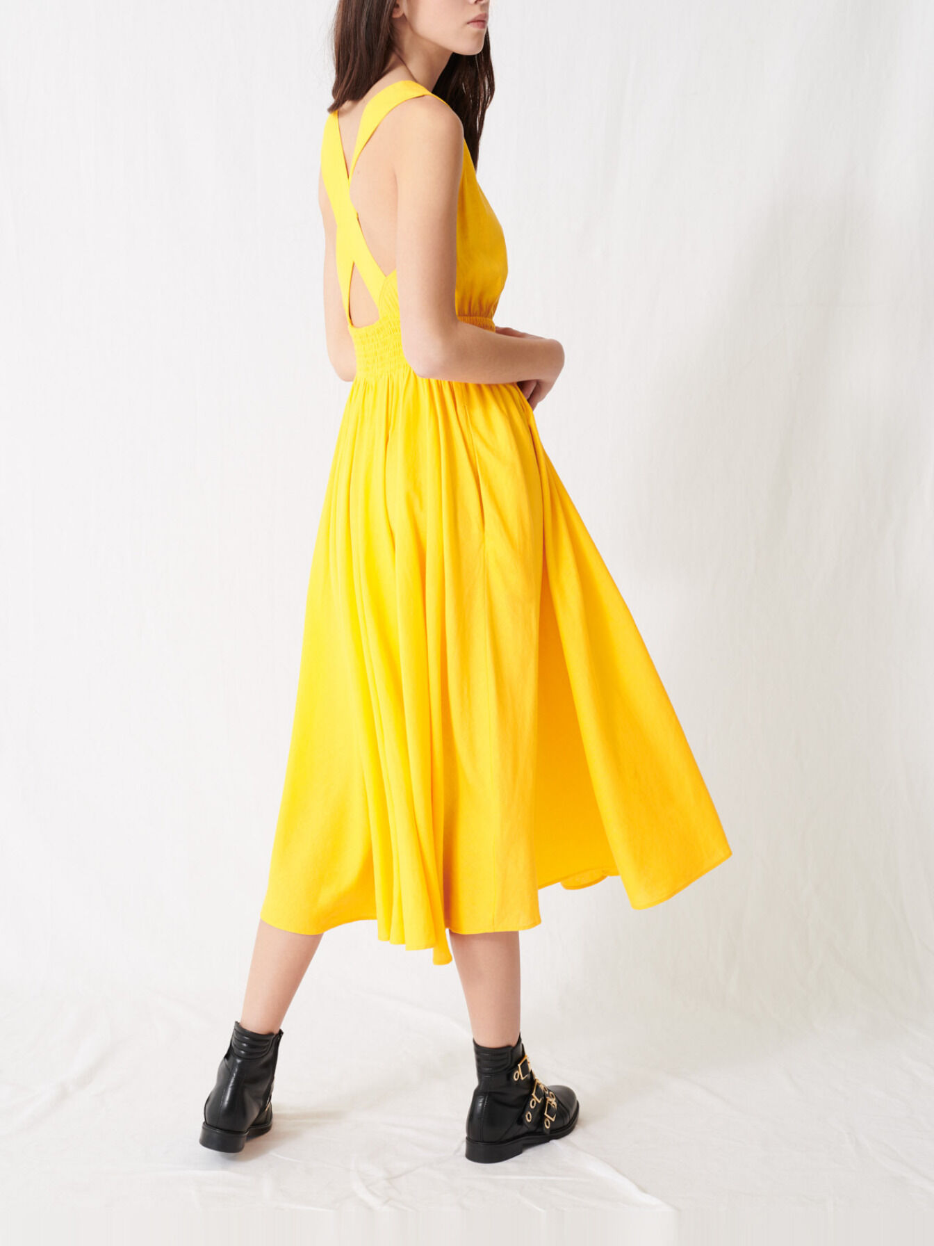 yellow linen dress