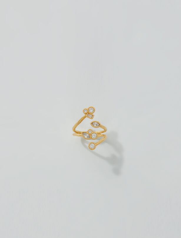 마쥬 Maje Rhinestone-embellished ring,Gold