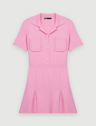 222RADENE Pink knit dress, fitted at waist - Dresses - Maje.com