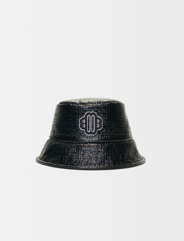 마쥬 마쥬 Maje Clover black vinyl sun hat,Black