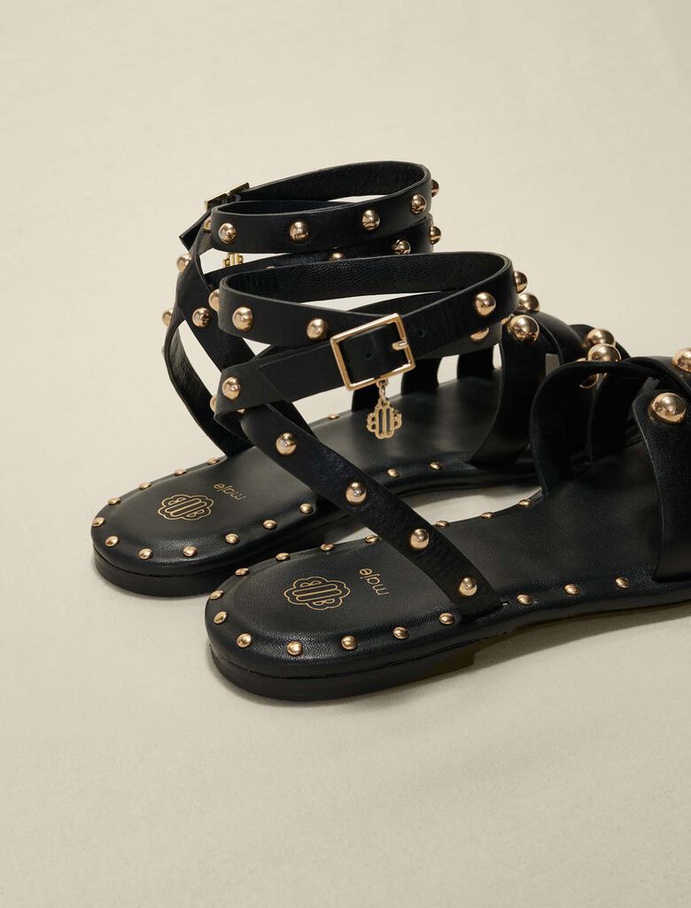 223FILOSTUDS Studded leather sandals - Pumps & Sandals - Maje.com