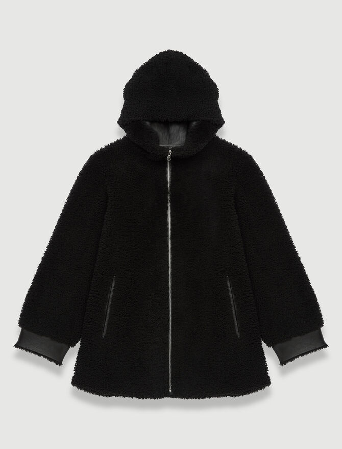 coat in Reversible hooded shearling - Offline_Manteaux 120GREEN
