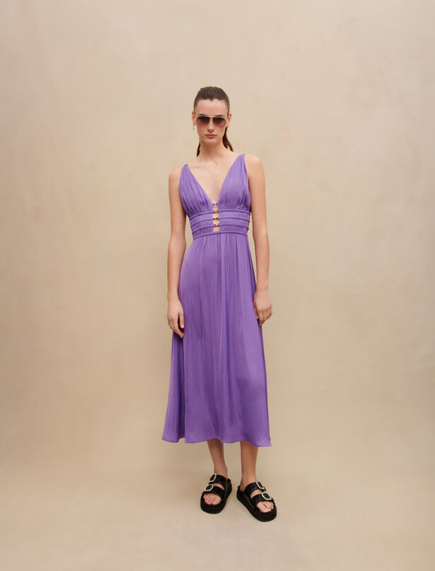 마쥬 원피스 Maje Satin maxi dress,Purple