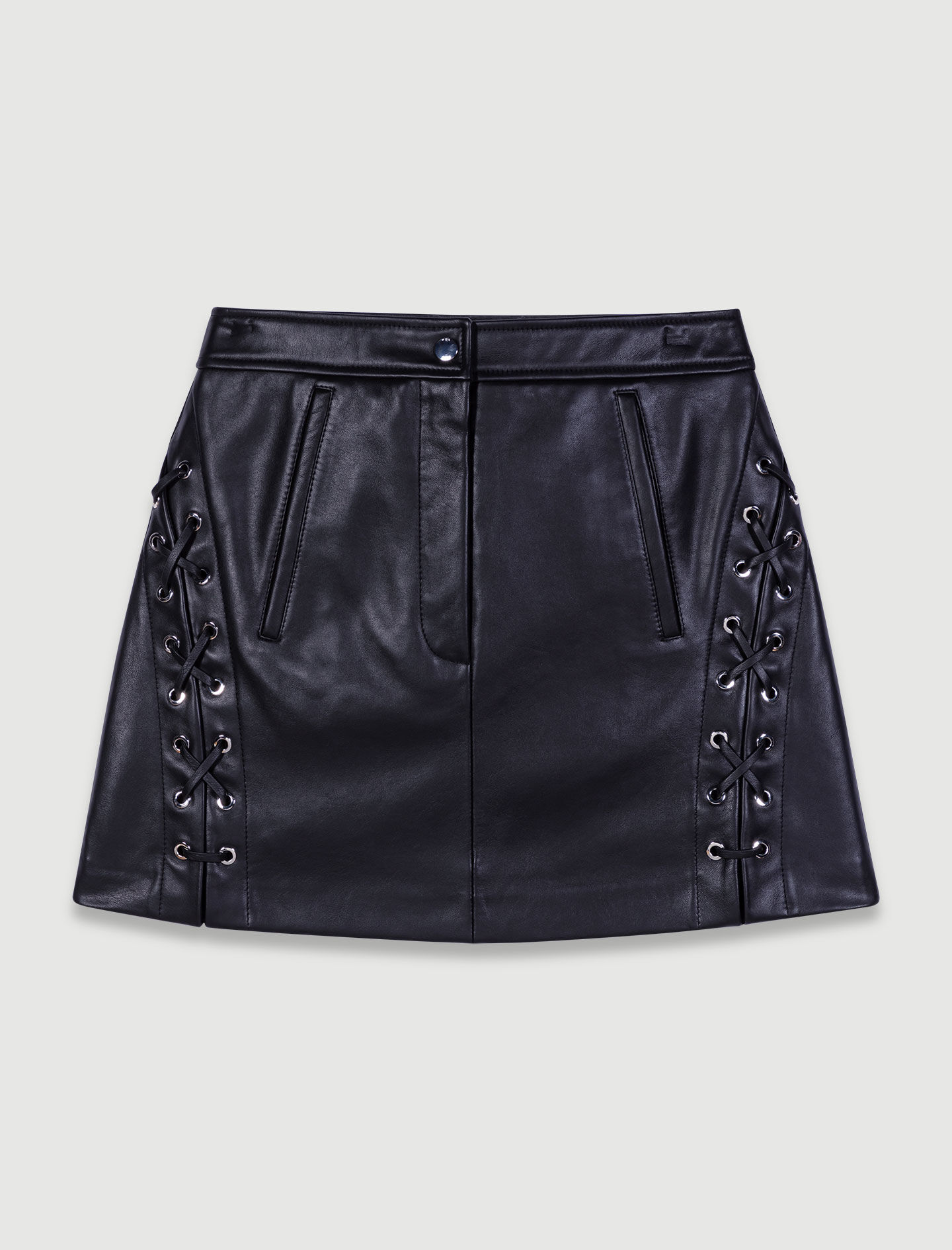 224JILACE Short leather skirt