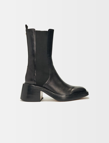 Melting resident ikke noget 122FRIZZANTE Black leather ankle boots and square toe - Boots - Maje.com