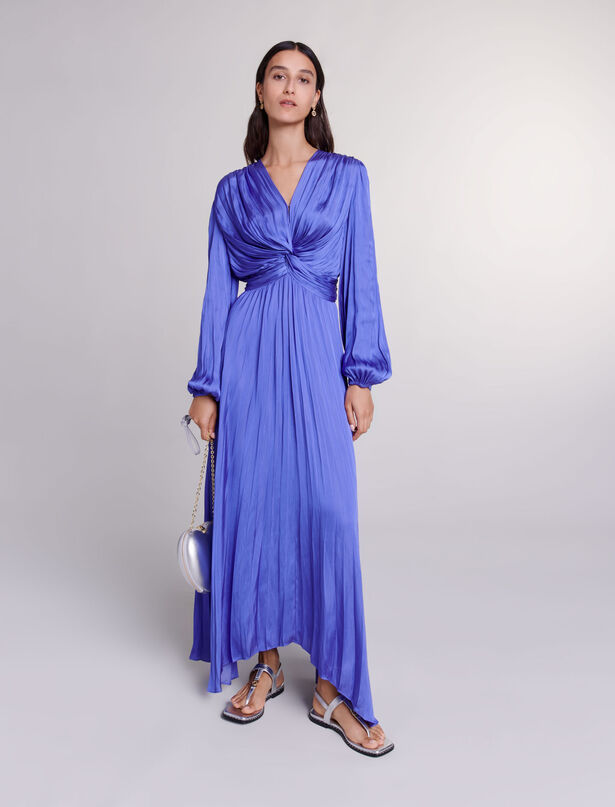 마쥬 Maje Satin-effect draped maxi dress,Purple