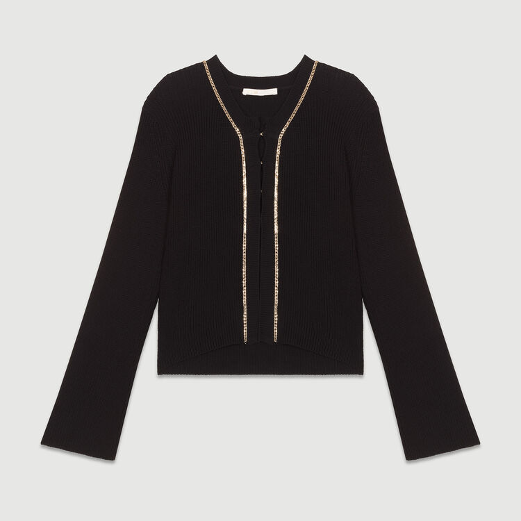 MERIDIEN Fine-knit cotton blend vest with chain - Sweaters - Maje.com
