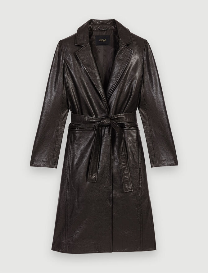223GRENCHIR Black leather trench Coats 