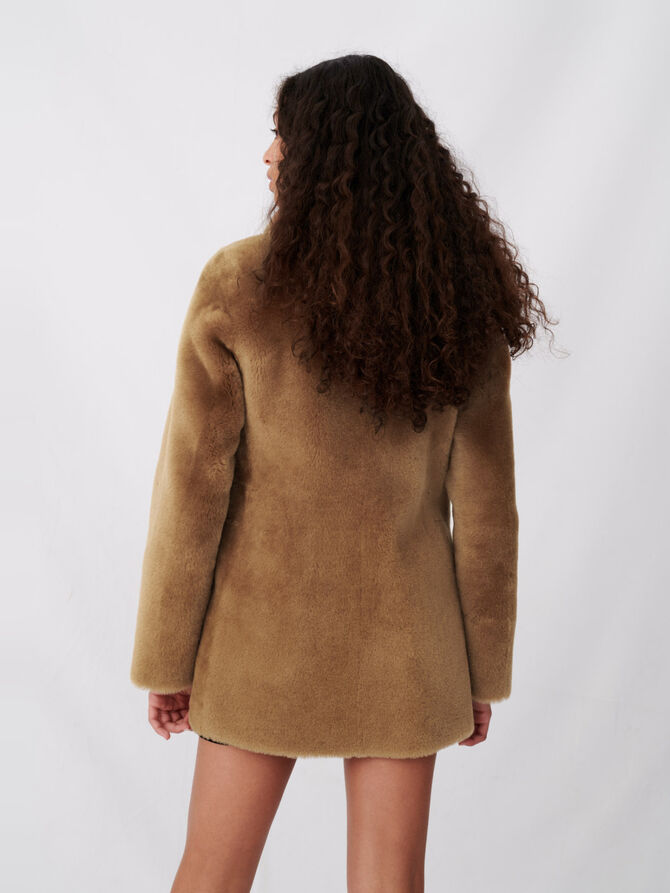 120GABAN Reversible shearling coat - Coats & Jackets - Maje.com