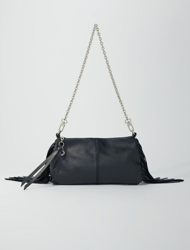 마쥬 Maje Miss M plain leather clutch bag,Black