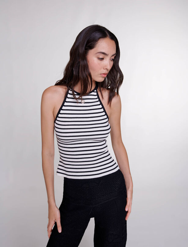 마쥬 Maje Striped top,Black / White