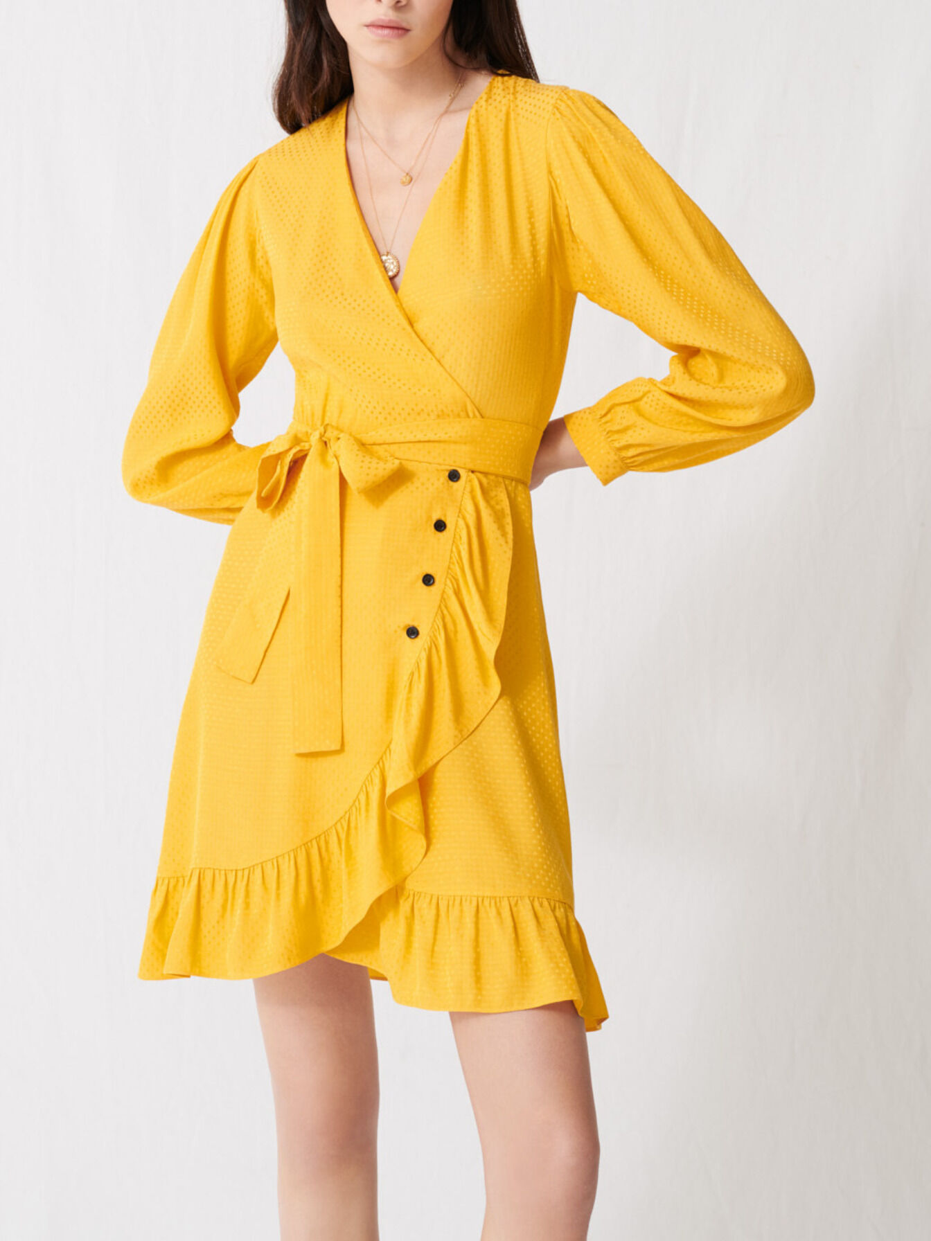 next yellow wrap dress