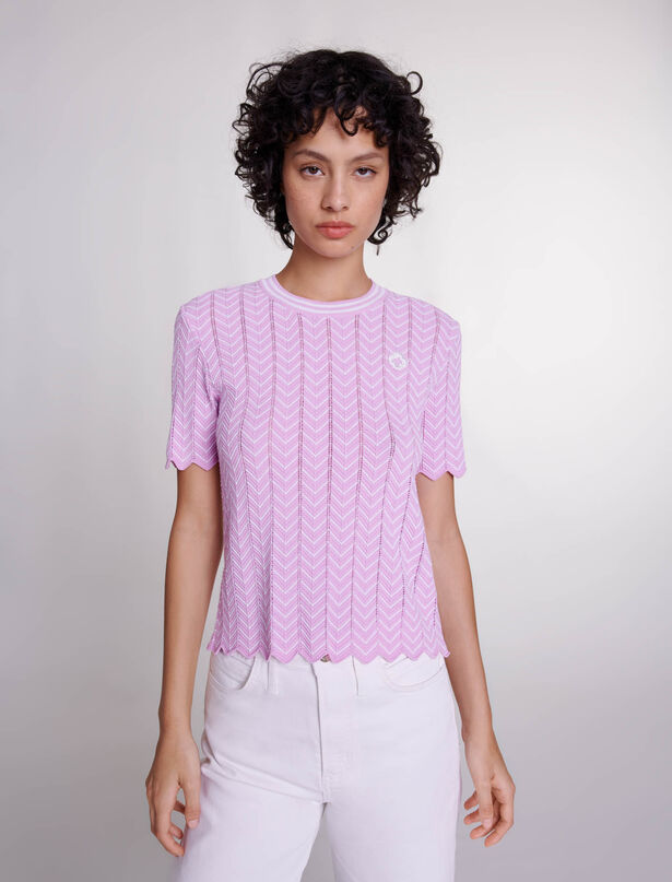 마쥬 Maje Openwork knit top,Parma Violet