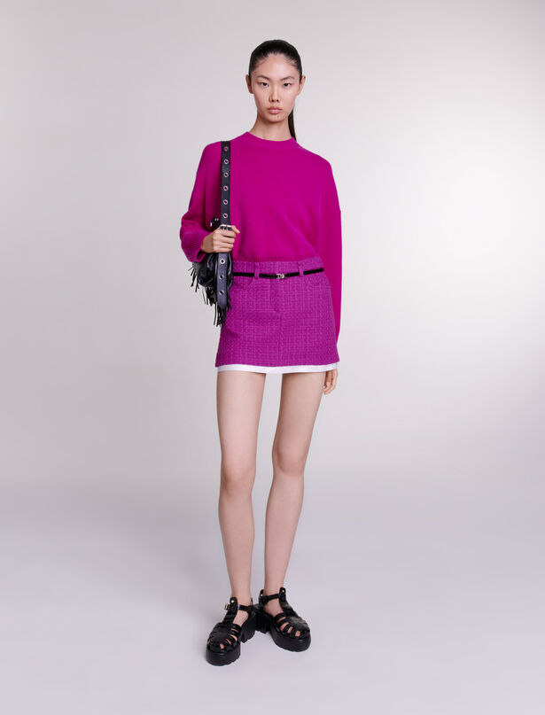 마쥬 Maje Tweed mini skirt,Fuchsia pink