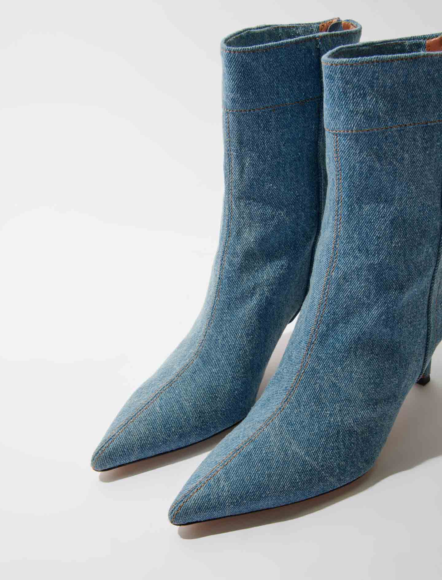 123FAYMONDENIM Denim boots with pointed toe - Boots - Maje.com