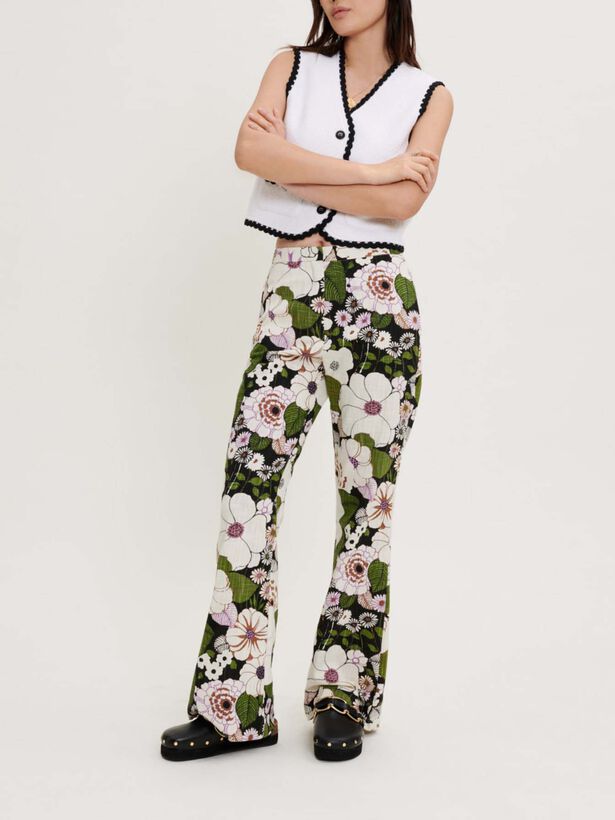 마쥬 플로럴 프린트 팬츠 MAJE 70s Floral print trousers,Flower 70