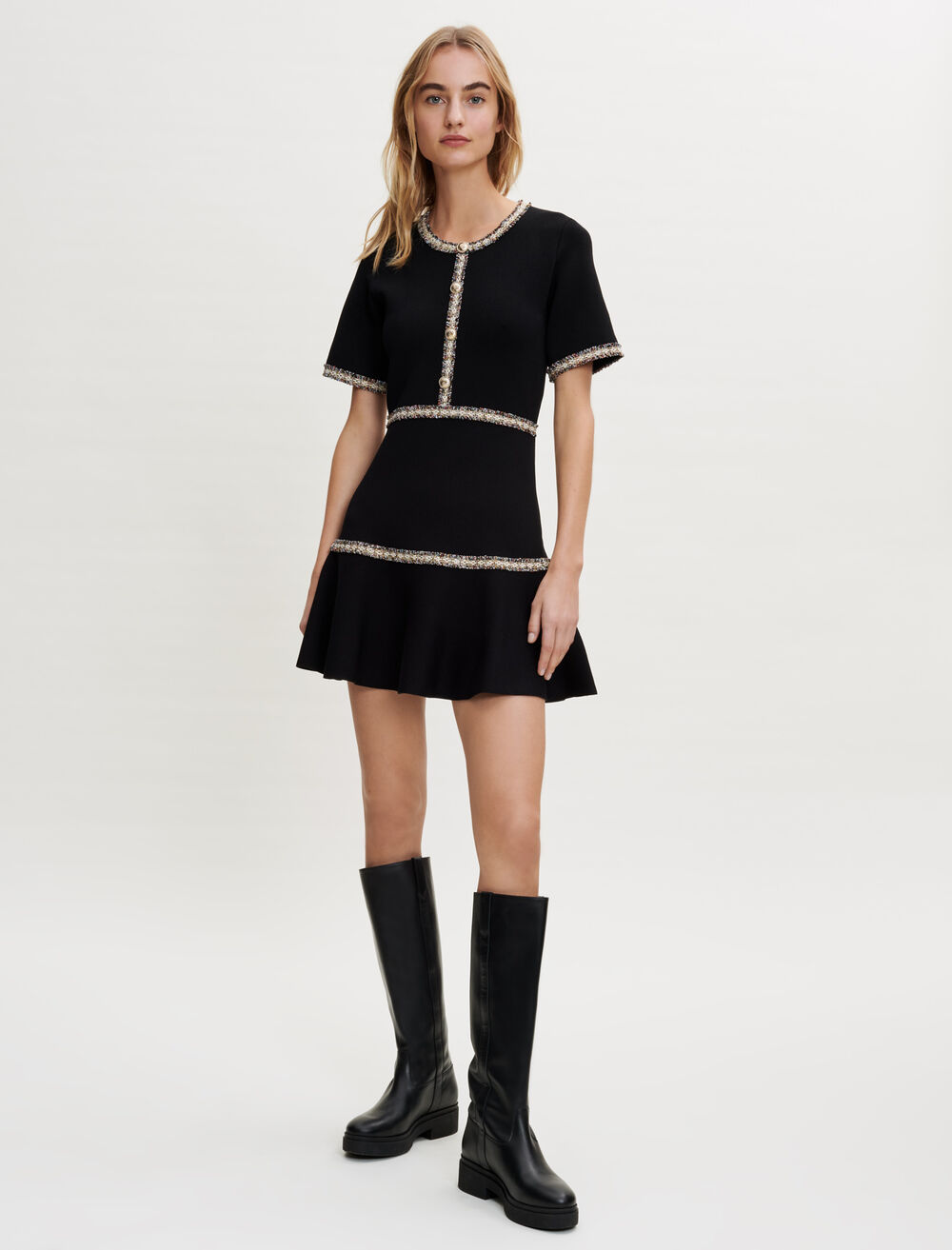 222RONGALON Knit dress with contrasting trim - Dresses - Maje.com