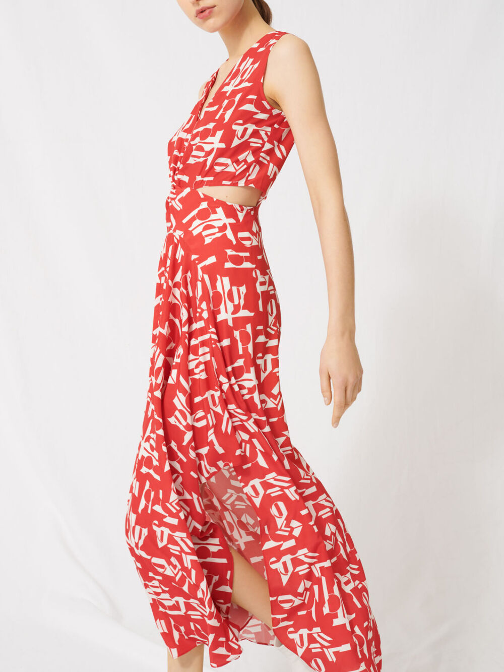 220RENILDE Red dress with cutous - Dresses - Maje.com