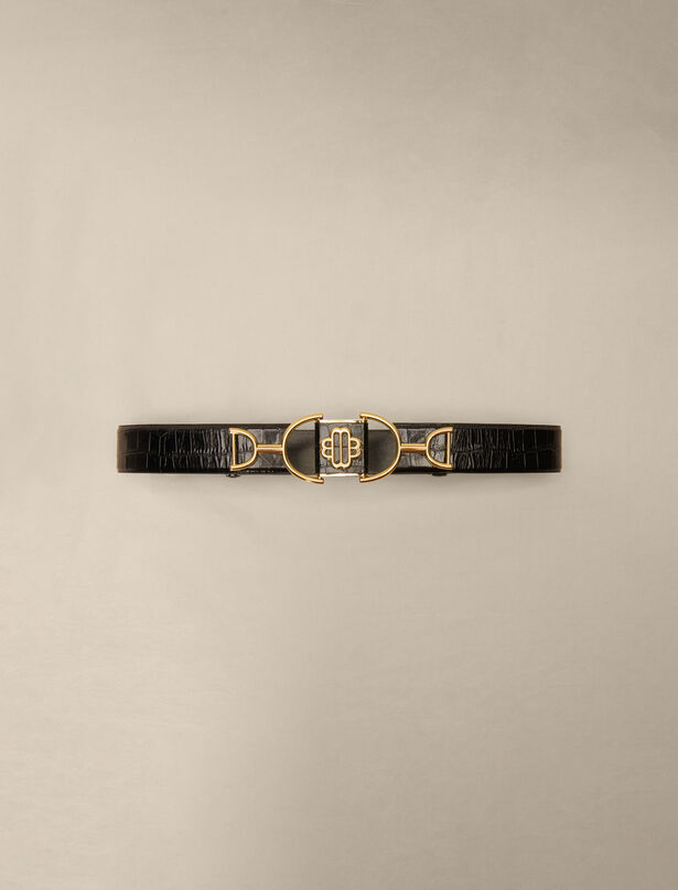 Embossed logo lettering eco leather high belt