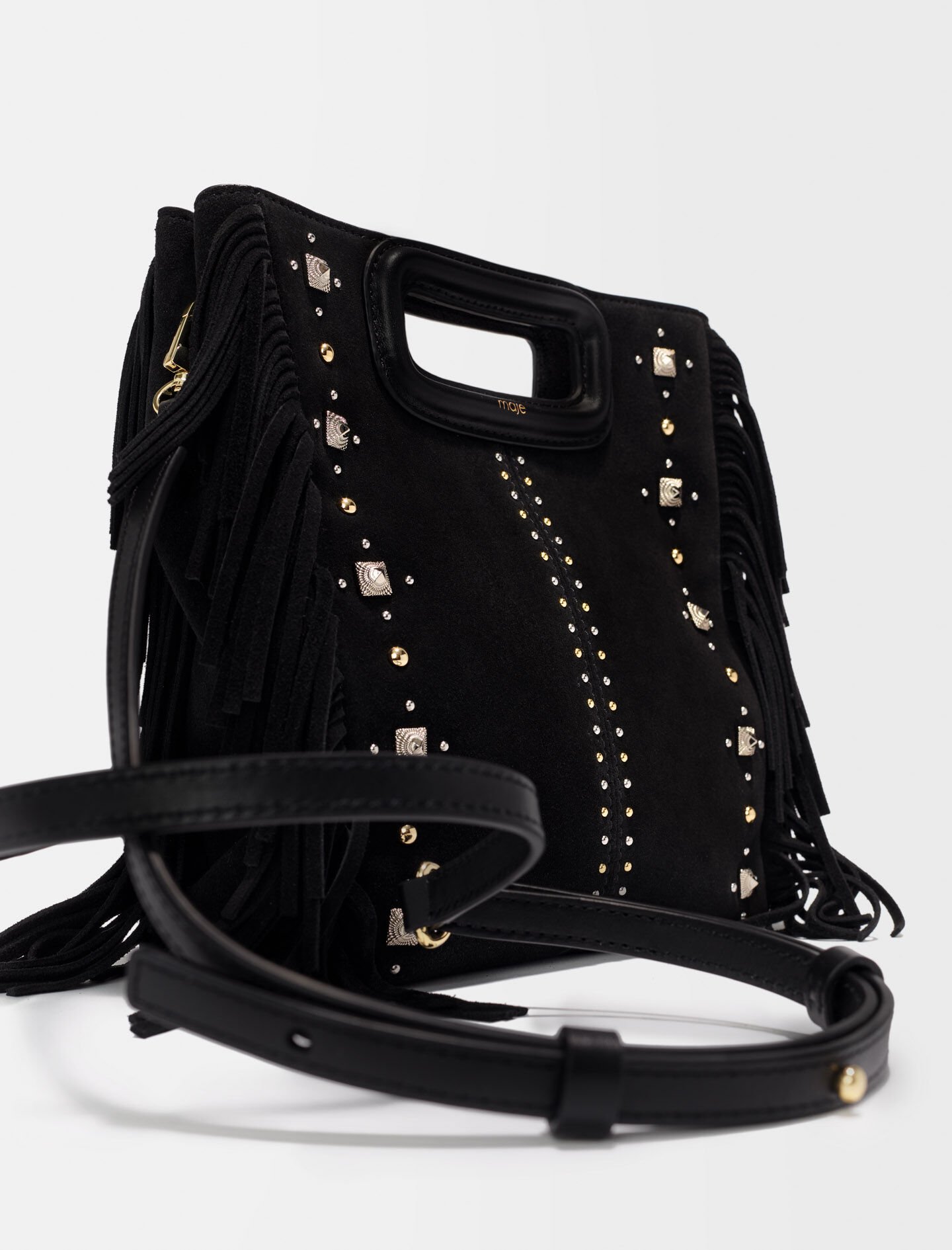 222MOPTIC Leather M bag with studs - Sustainable Selection - Maje.com