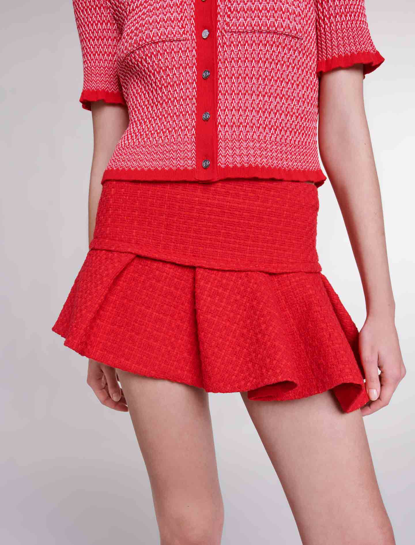 224JIBALA Asymmetrical tweed miniskirt - Skirts - Maje.com