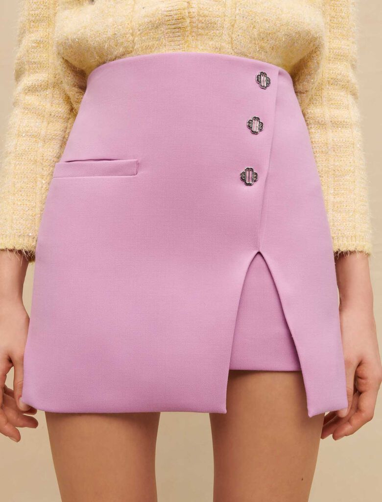 Louis Vuitton Button Waist Leather Mini Skirt BLACK. Size 40