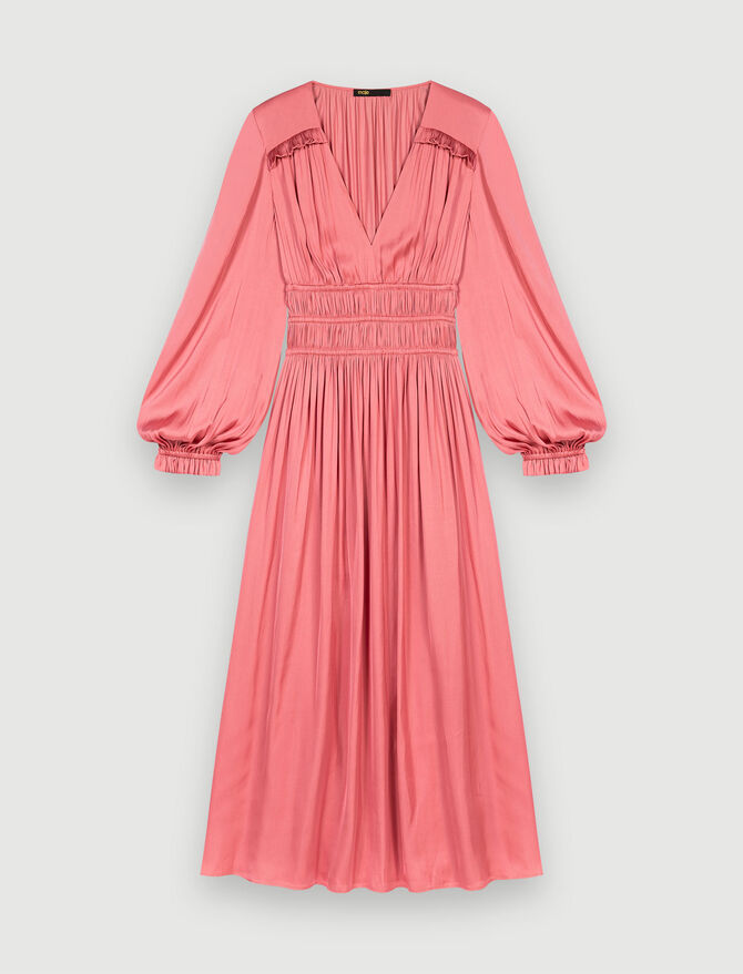 122RIANNETTE Satin dress with ruffles - Dresses - Maje.com