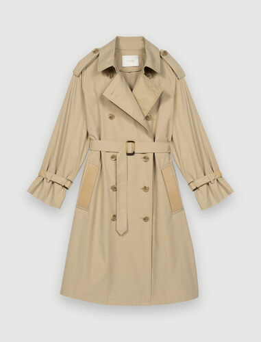 Maje Belted trench coat with leather patches Add to my wishlist Votre article a été ajouté à la wishlist Votre article a été retiré de la wishlist. 1