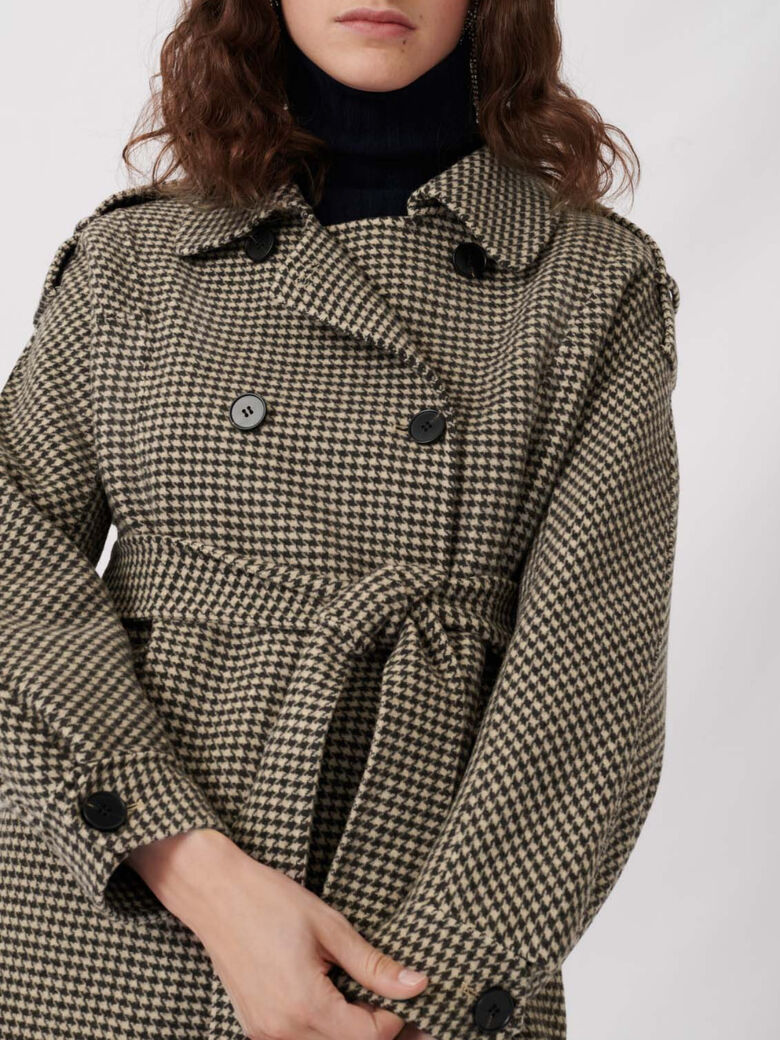 120GREG Belted dogtooth coat - Coats & Jackets - Maje.com