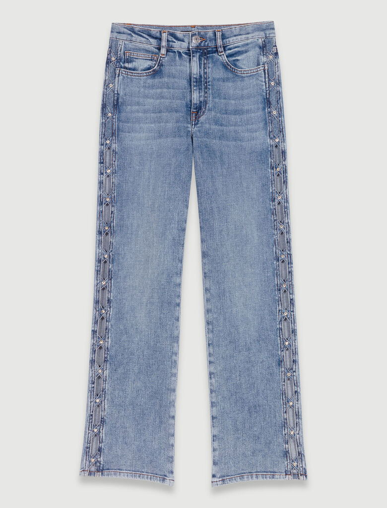 Maje Straight Cropped Jeans - Blue - 38