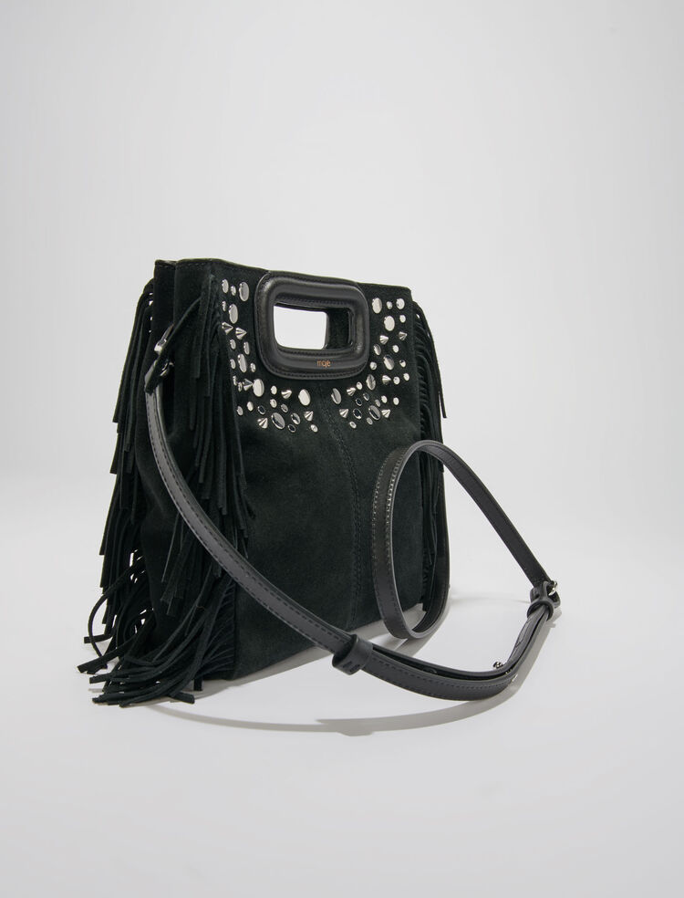 120STUDLEATHER Black leather strap with studs - Straps - Maje.com