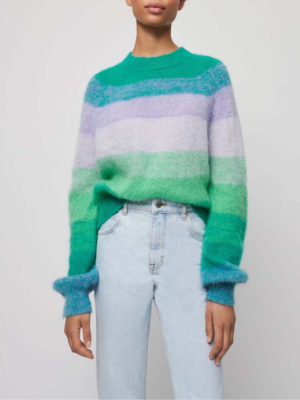 마쥬 니트 Maje Fine sweater with multicoloured stripes