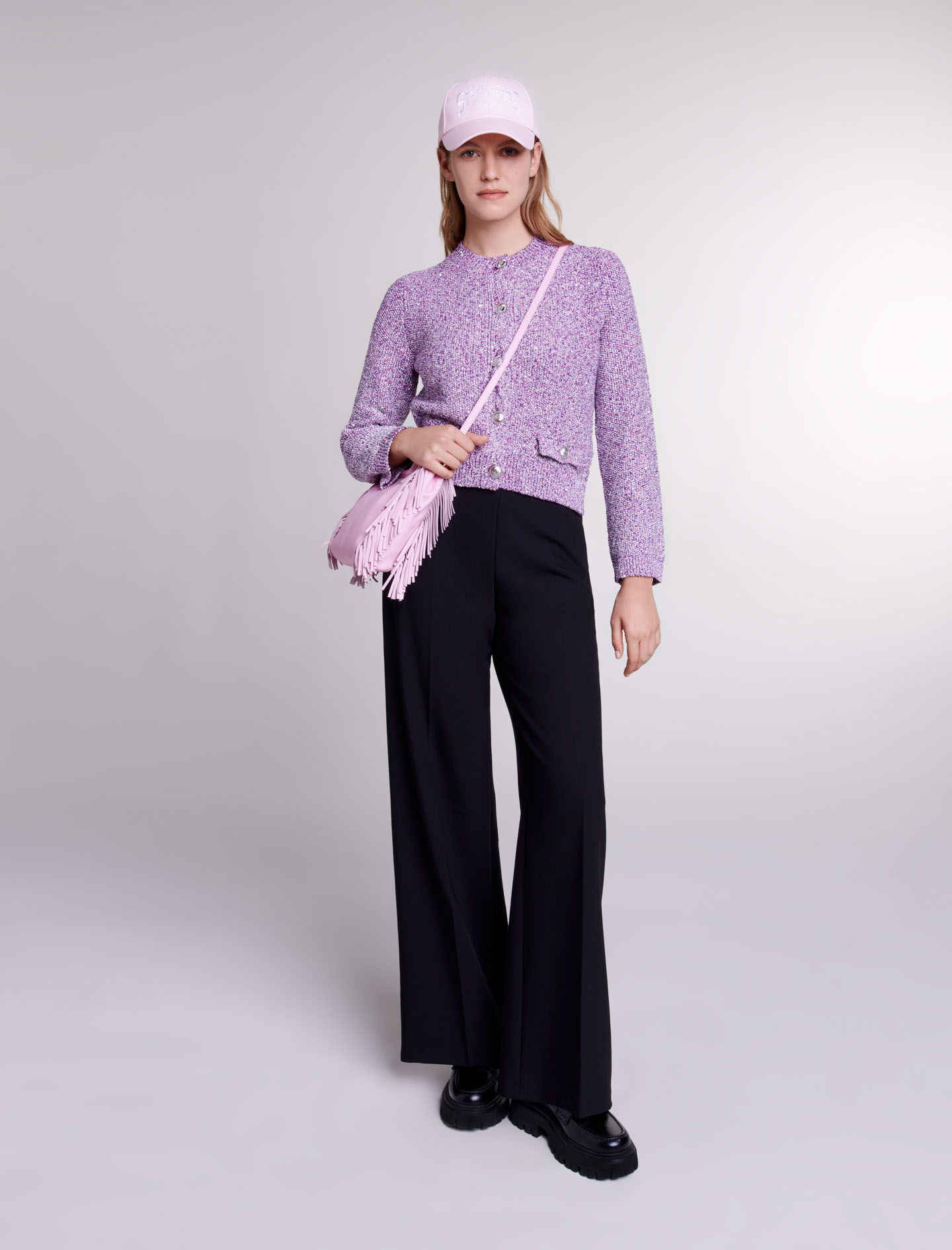 ファッションマージュ maje 薄紫 リブワンピース