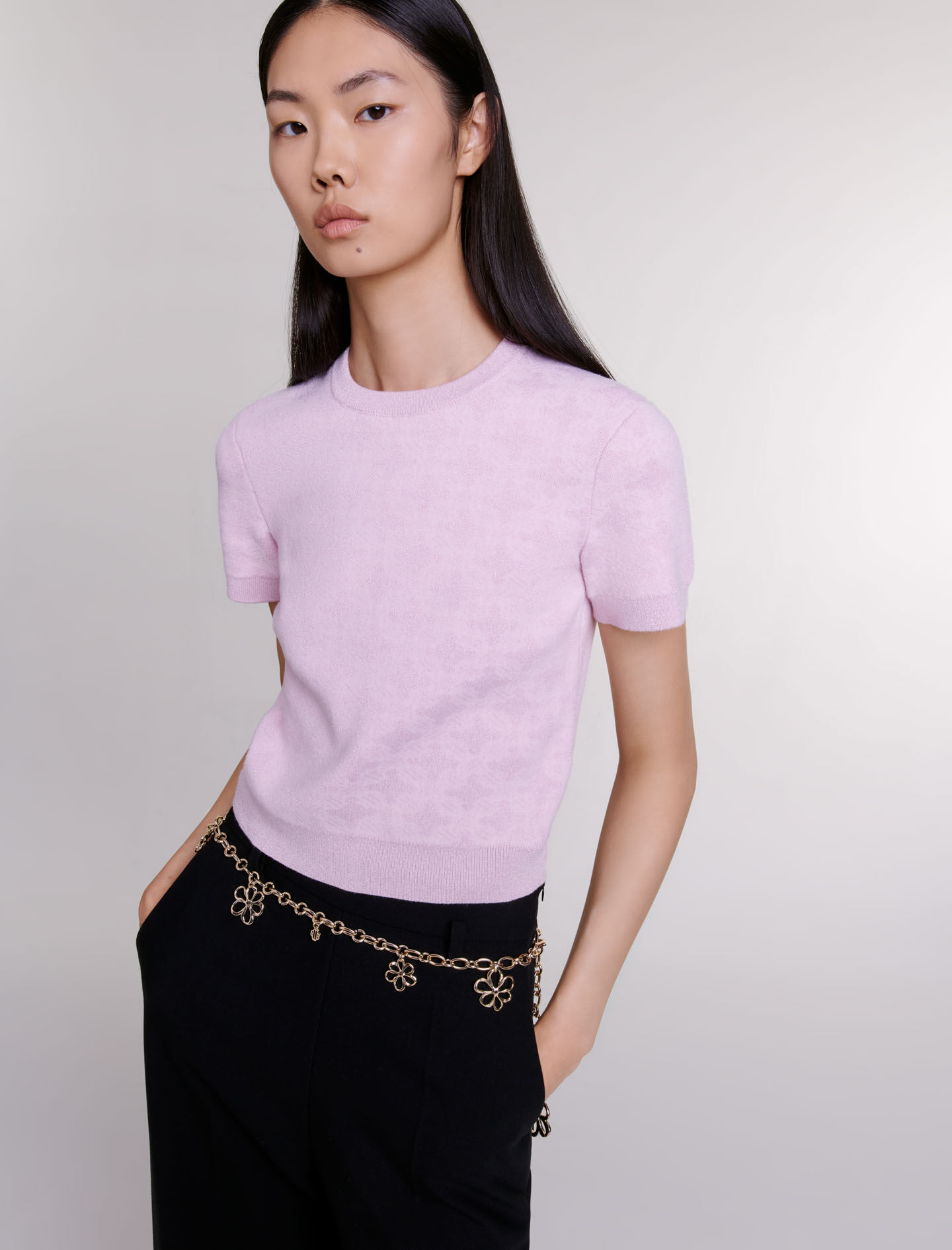 rurumu: 21S flower jacquard knit harness - ファッション