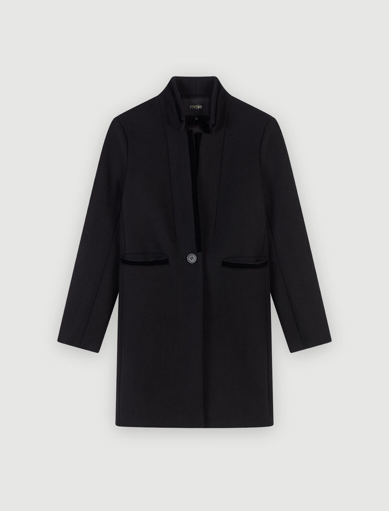 119GALAR Wool and velvet coat - Coats & Jackets - Maje.com