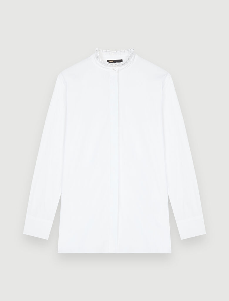 120CARLINA Poplin shirt with rhinestone collar - Tops & T-Shirts - Maje.com