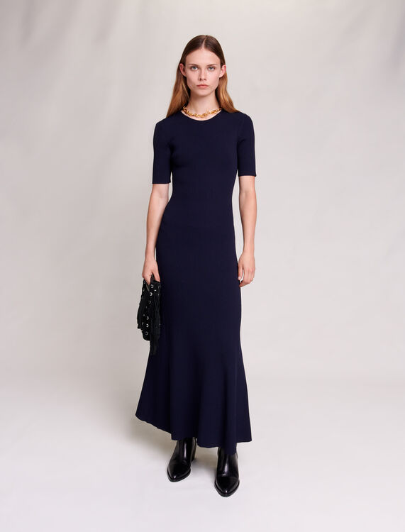 Long cut-out knit dress - Dresses - MAJE