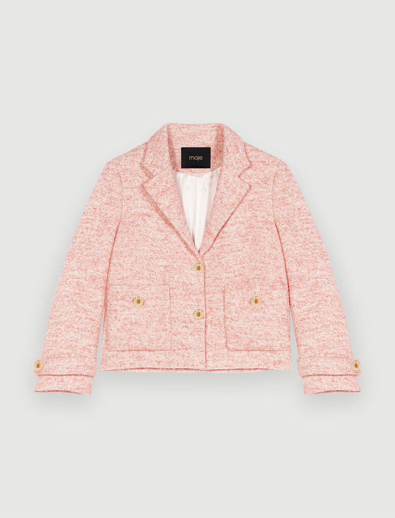 Fluorescent Pink Dark Red Monogram Tweed Jacket – MOISELLE