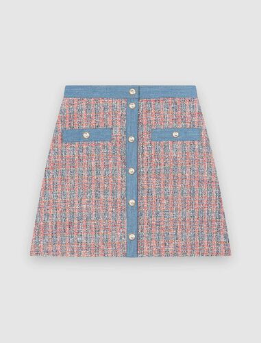 Maje Tweed skirt with denim contrasts. 1