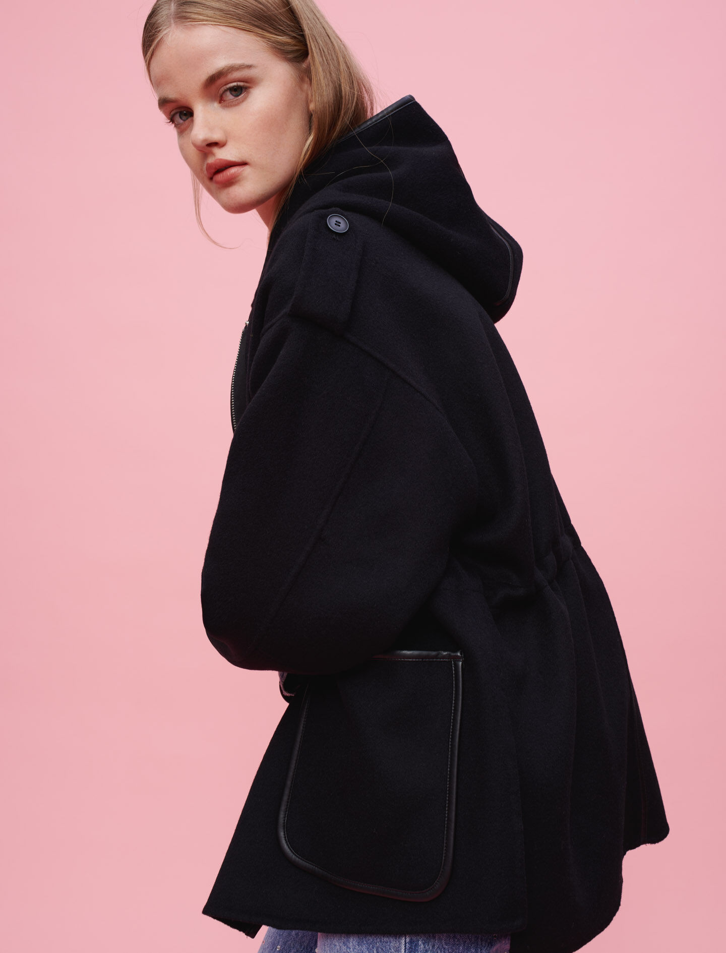 121GANGMILLE Oversized, double face hooded coat