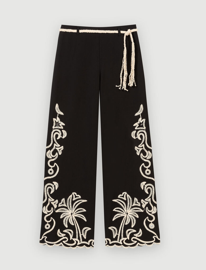223PASSIGUET Jeans with floral embroidery - Pants & Jeans - Maje.com
