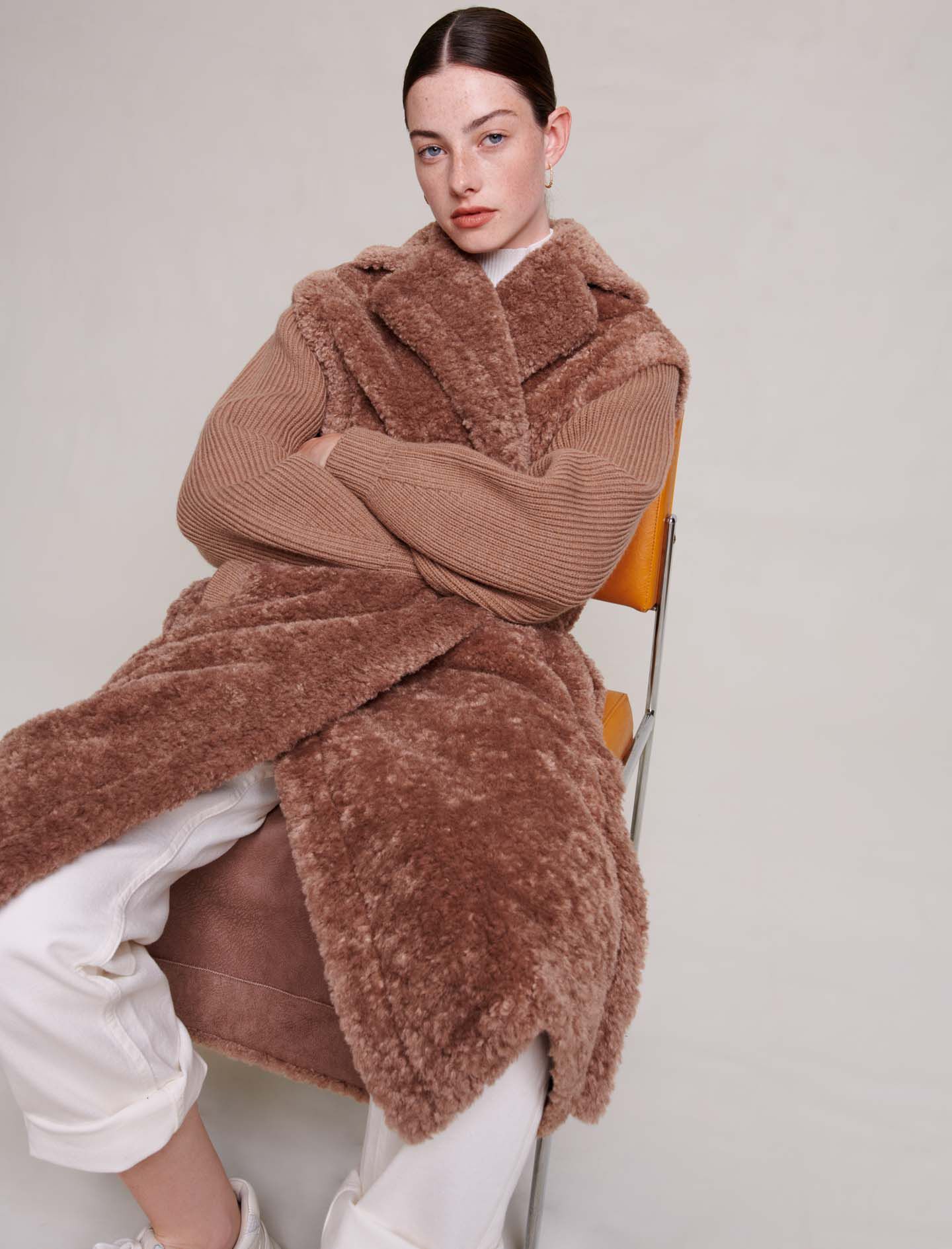 123GALIER Long faux fur coat - Fall-Winter Collection - Maje.com