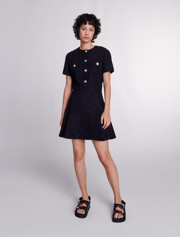 Maje Rimoda Three-Quarter Sleeve Tweed Dress – evaChic